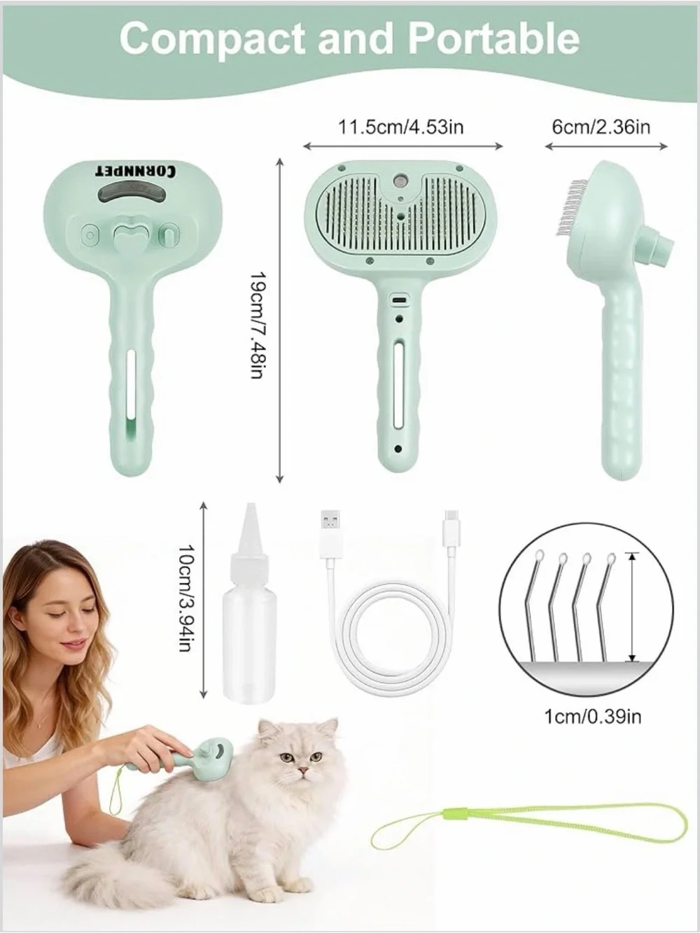 Source Unknown Rose Gold Pet Spray Hair Brushing Comb